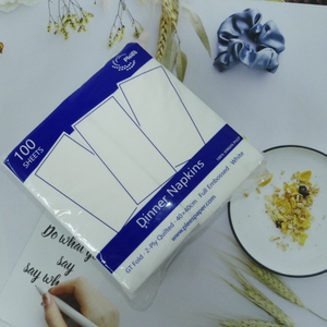 Servilleta de papel material en bruto seleccionada de fábrica de China, servilleta de papel para cena de pulpa virgen, paquete para el hogar 